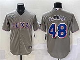 Men's Texas Rangers #48 Jacob deGrom Gray With Patch Cool Base Stitched Jersey,baseball caps,new era cap wholesale,wholesale hats